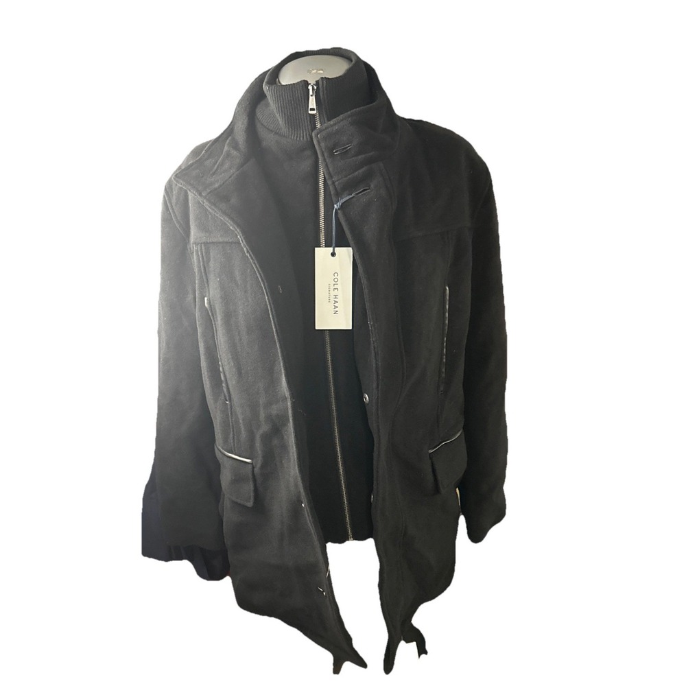 Cole Haan Signature Men's‎ Wool Blend Jacket Small Petite Black Classic Coat